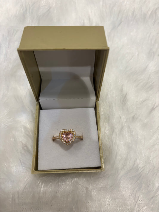 Heart Pink Stone AD Ring – Romantic Adjustable American Diamond Jewelry
