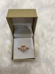 Heart Pink Stone AD Ring – Romantic Adjustable American Diamond Jewelry