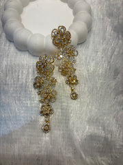 Floral Cascade CZ Dangler Earrings