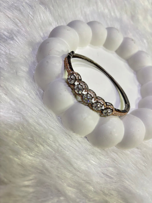 Silver Crystal Kada – Elegant Stone-Studded Bangle