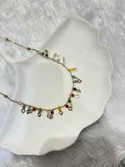 Gold Plated Multicolor Beaded Chain Necklace