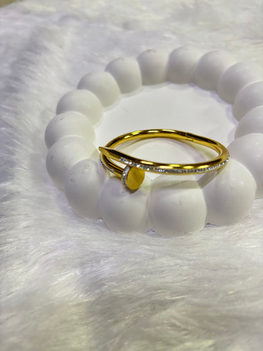 Gold Cartier Sleek Stone Kada – Modern Minimal Bangle