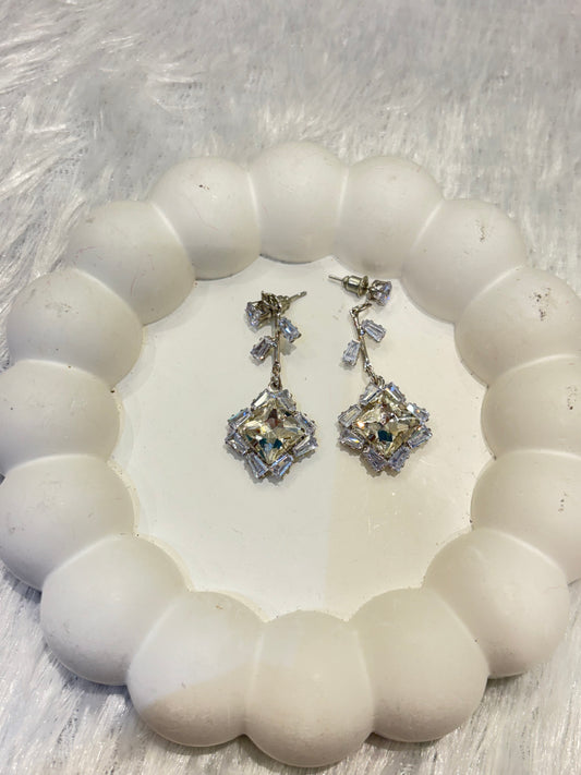 Square Cut Crystal Drop Earrings