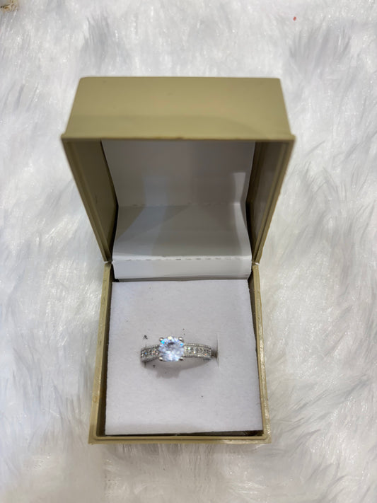 AD Clear Princess Cut Ring – Elegant American Diamond Adjustable Jewelry