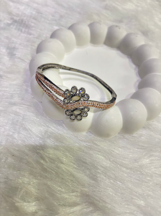 Floral Stone Studded Adjustable Bangles