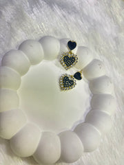 Gold-Plated Black & CZ Drop Earrings