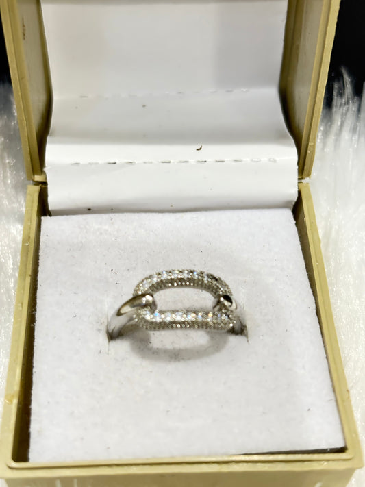 Silver Paperclip Shaped Ring – Adjustable Minimal Geometric Jewelry