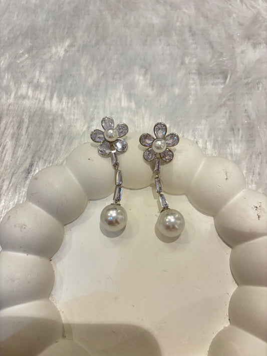 Floral Pearl Drop Earrings