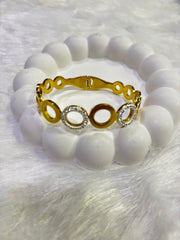 Golden Open Circle Kada – Designer Stone-Studded Bangle