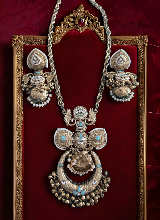 Turquoise Maharani Temple Necklace Set