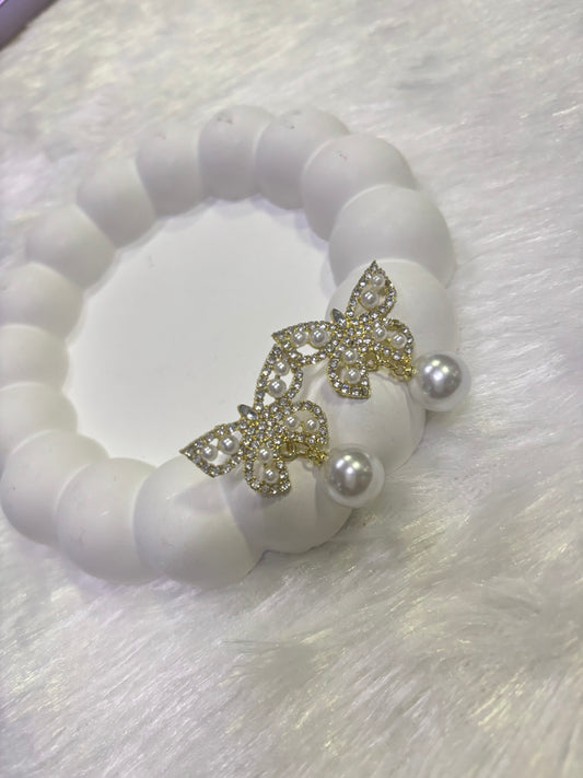 Butterfly Pearl Drop Earrings