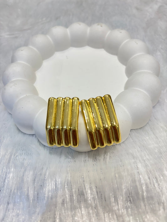 Gold-Plated Stacked Bar Stud Earrings