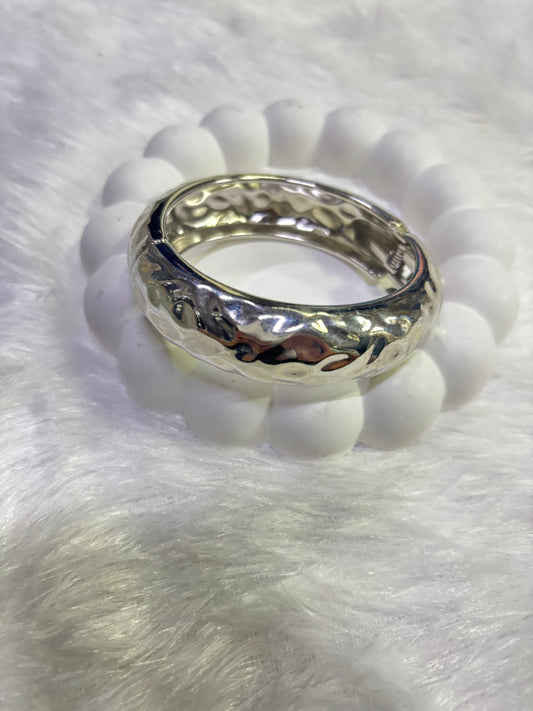 Silver Hammered Kada Set – Modern Textured Bangles