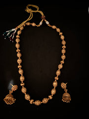 Gold Nakshi Balls Necklace Set