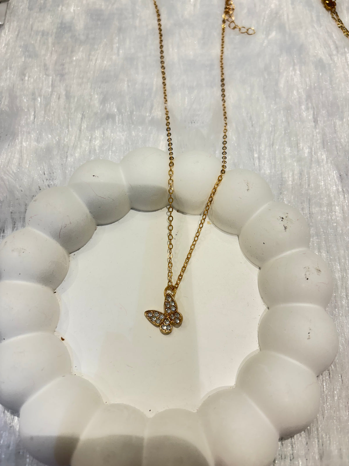 Crystal Butterfly Pendant Necklace – Gold Plated Elegance