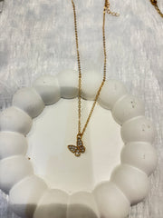 Crystal Butterfly Pendant Necklace – Gold Plated Elegance