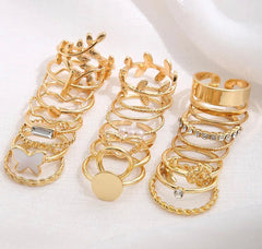 20 Pcs Gold Plated Stackable Rings Set – Adjustable Minimal & Statement Finger Jewelry