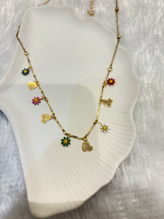Golden Heart & Charm Necklace Collection