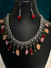 Oxidized Multicolor Danglings Necklace Set