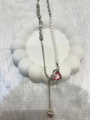 Dual Pink Heart Crystal Necklaces – Elegant & Romantic