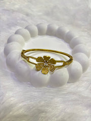 Gold Flower Kada – Stone-Studded Elegant Bangle