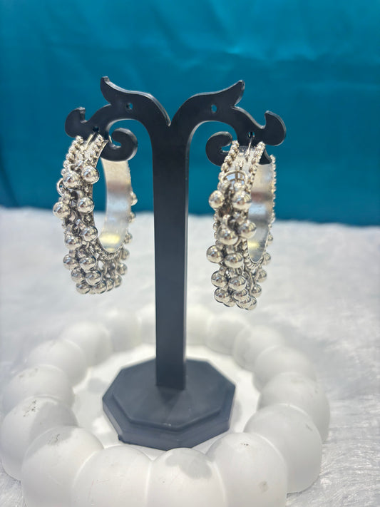 Classic Oxidized Silver Hoop Earrings