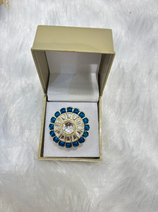Blue & White Stone Ring – Elegant Fashion Jewelry for Women