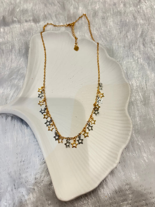 Gold & Silver Star Charm Necklace – Minimal Layering Jewelry for Women
