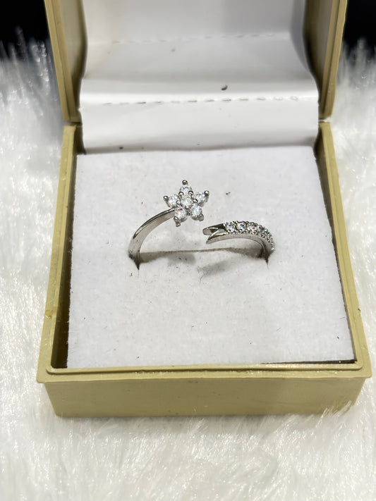 Silver Star Dual Lined Ring – Adjustable Celestial-Inspired Jewelry