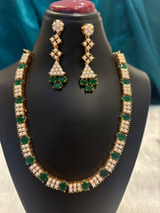 Stone & Pearl Lined Necklace Set – Elegant Traditional Jewelry for Women