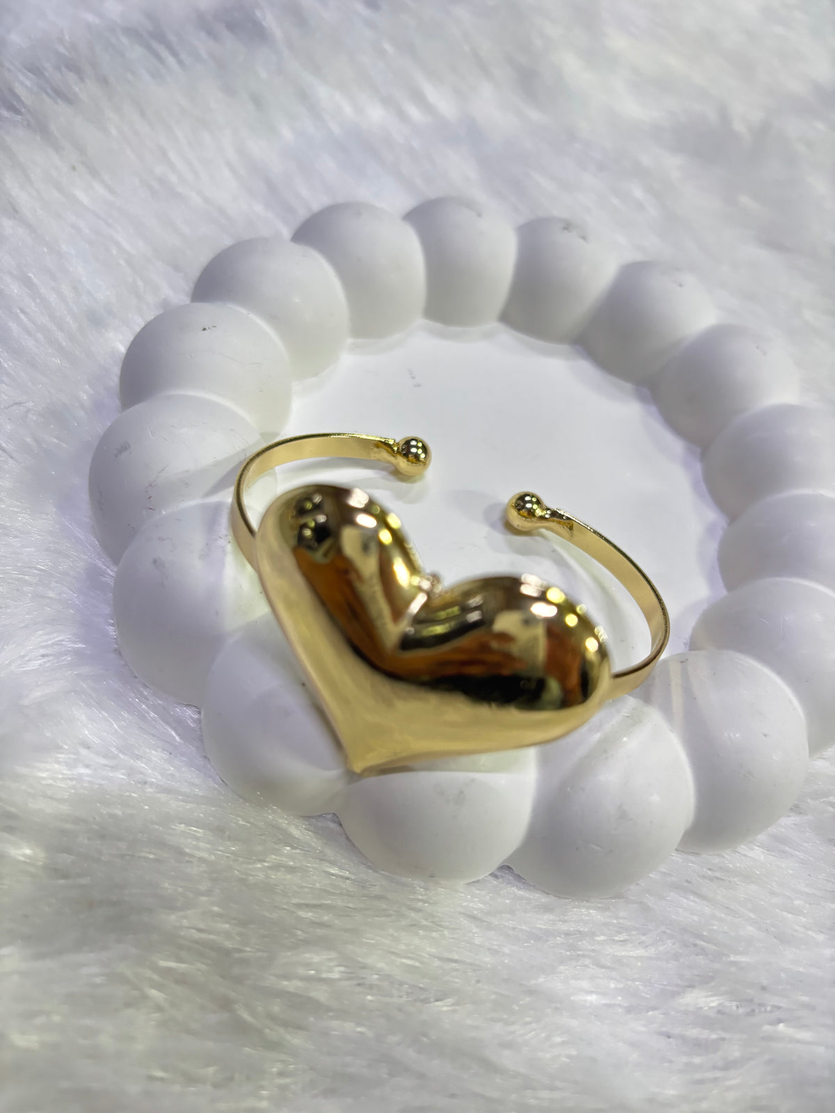 Gold Heart Kada – Statement Open Cuff Bangle