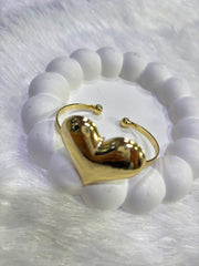 Gold Heart Kada – Statement Open Cuff Bangle