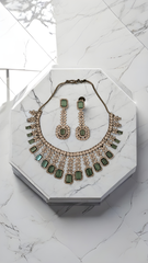 AD Teal Silver Plated Necklace Set