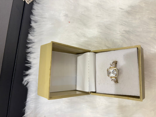 Gold Plated Ring with AD Clear Stone – Elegant Statement Jewelry for Women