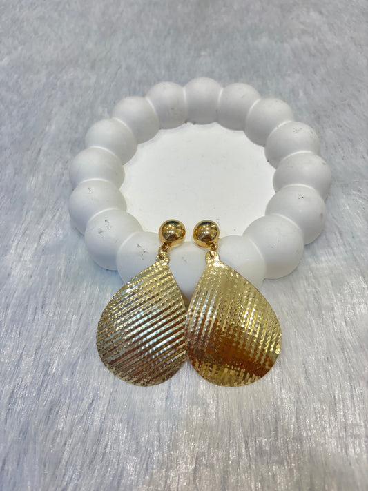 Gold Textured Teardrop Statement Earrings