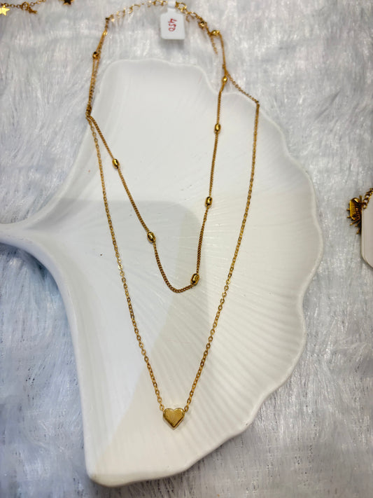 Golden Heart & Charm Necklace Collection