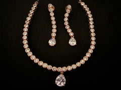 Gold and Diamond Tear Drop Necklace Set