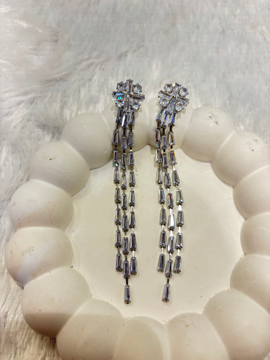 Elegant Crystal Cascade Long Dangler Earrings
