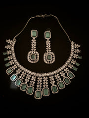 Square Cut Teal Diamond Necklace