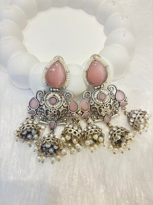 Oxidized Tear Drop Earrings