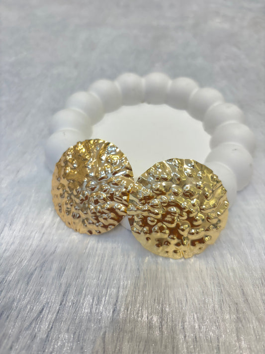 Golden Hammered Texture Stud Earrings