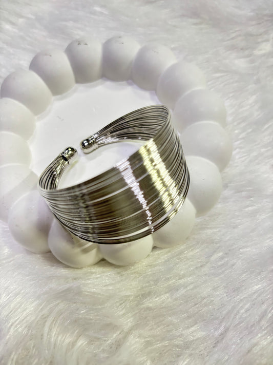 Silver Wire Wrap Kada – Wide Open Cuff Bangle