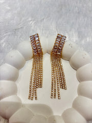 Crystal Cascade Long Dangler Earrings – Gold & Silver Plated