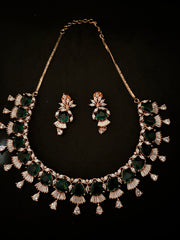 Emerald Rose Gold Necklace Set