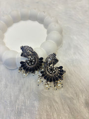 Oxidized Black Elephant Design Studs