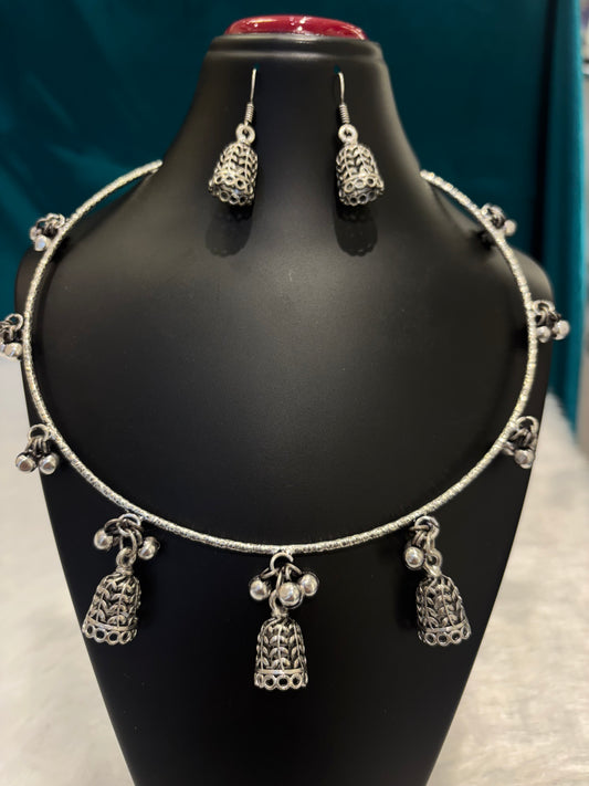 Oxidized Bell Danglings Necklace Set