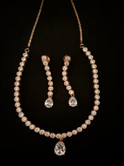 Gold and Diamond Tear Drop Necklace Set
