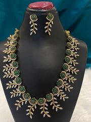 Mehendi Polish Stone Necklace Set – Antique Finish Traditional Jewelry