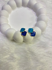 Blue Ocean Dual-Tone Stud Earrings