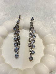 Dual Tone Crystal Cascade Drop Earrings